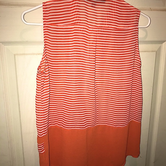 Ovi Sleeveless Orange & White Stripped Blouse - Picture 2 of 3